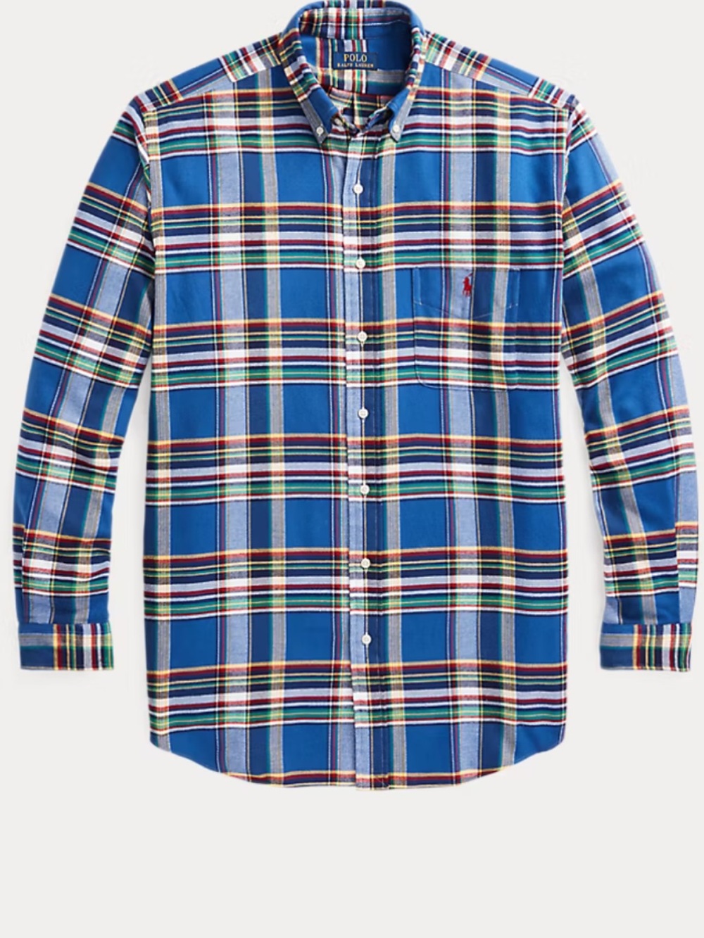 Polo by Ralph Lauren Men's Blue Plaid Performance Flannel Button-Down Shirt